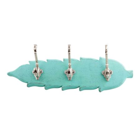 Sea Green Silver Small Wall Wooden Iron Hooks